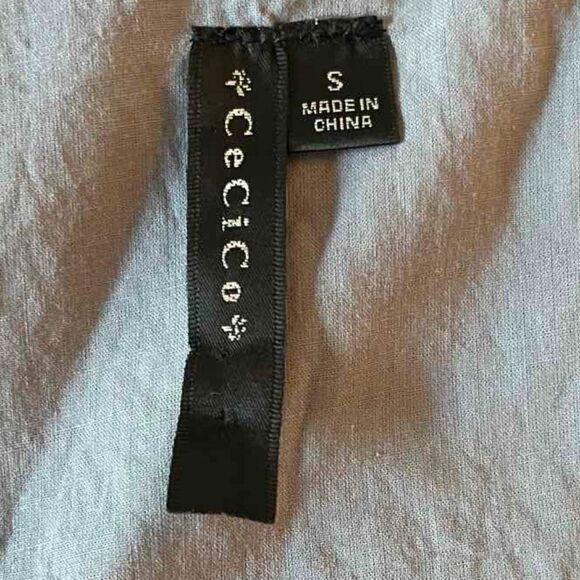 Cecico silk gray A-line sundress with black decoration size S - Picture 4 of 10